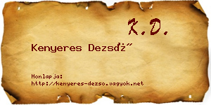 Kenyeres Dezső névjegykártya