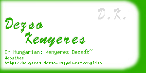 dezso kenyeres business card